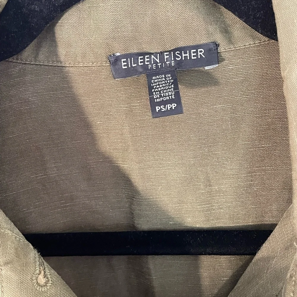Eileen Fisher Button Front Shirt Crop Green Size SP - Picture 5 of 10